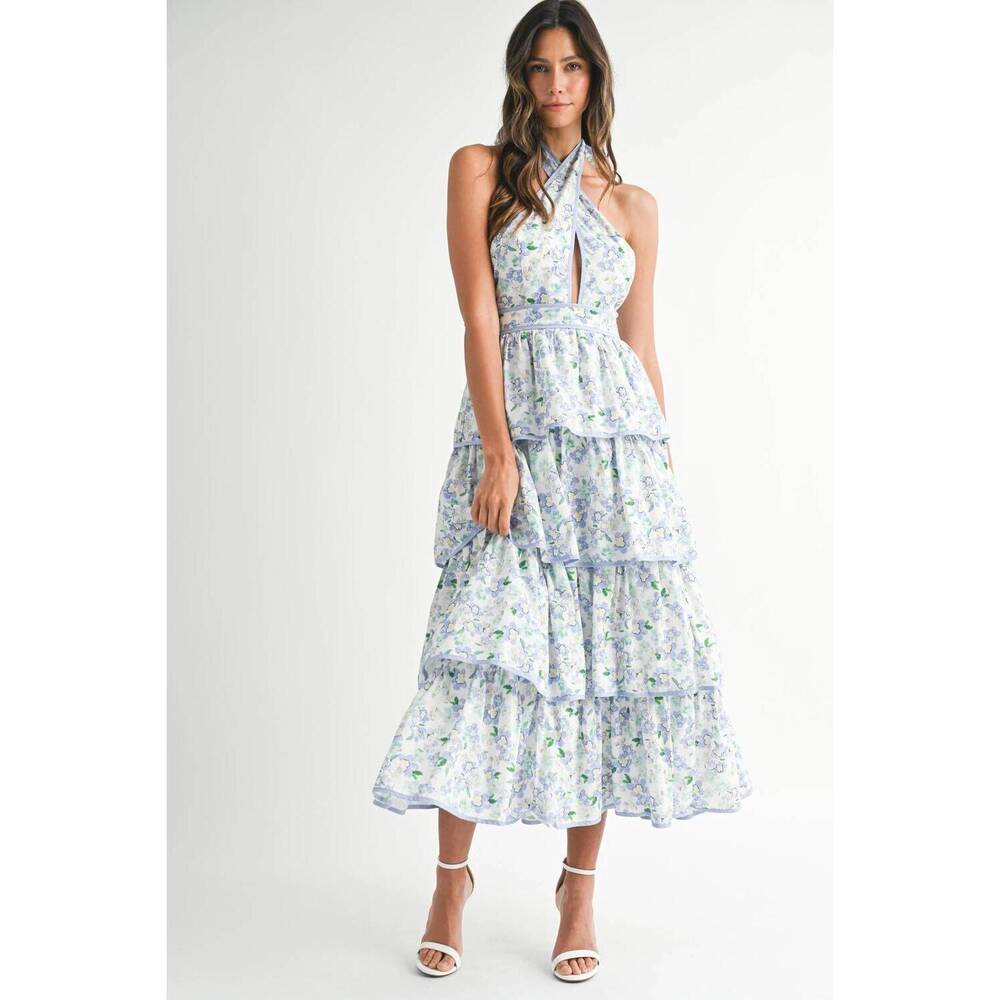 NEW MABLE floral midi dress in periwinkle